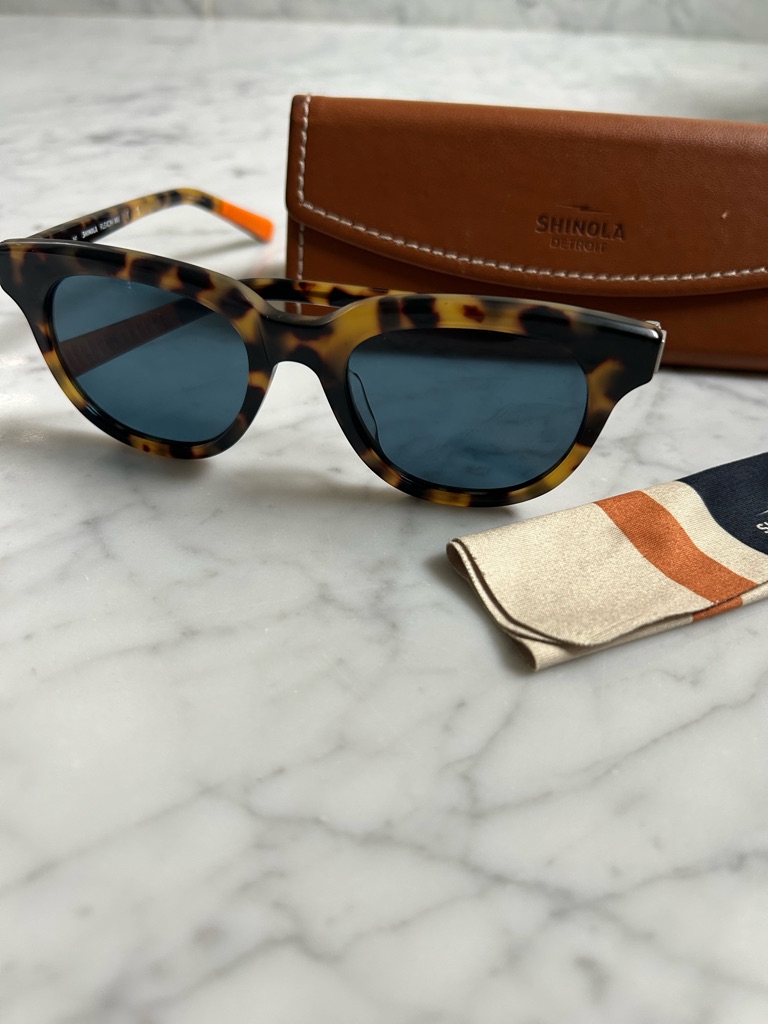 Shinola Tortoiseshell Sunglasses With Blue Lenses
